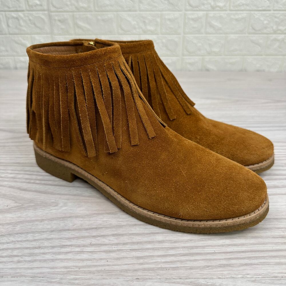Kate Spade Boots Betsie Too Fringe Suede Ankle Bootie WMNS 7.5 Camel Brown - Picture 2 of 11